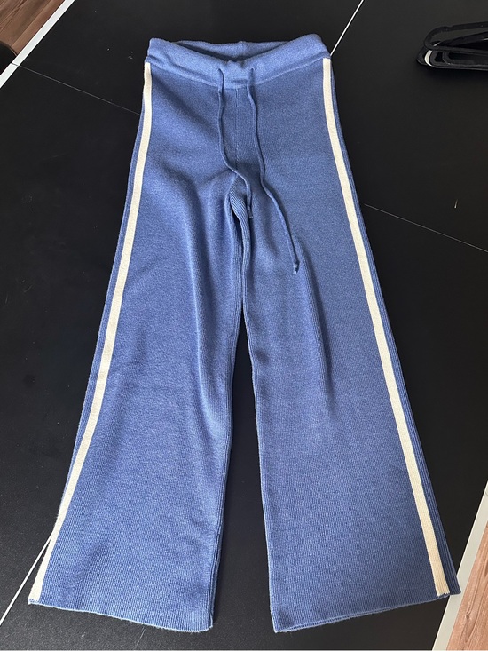 Maeve Pants - Maeve High Rise Knit Flare Pants with White Side Stripes